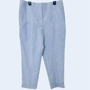 Talbots Pinstripe Linen blend Women’s Cropped Pants Sz 16 Blue and white